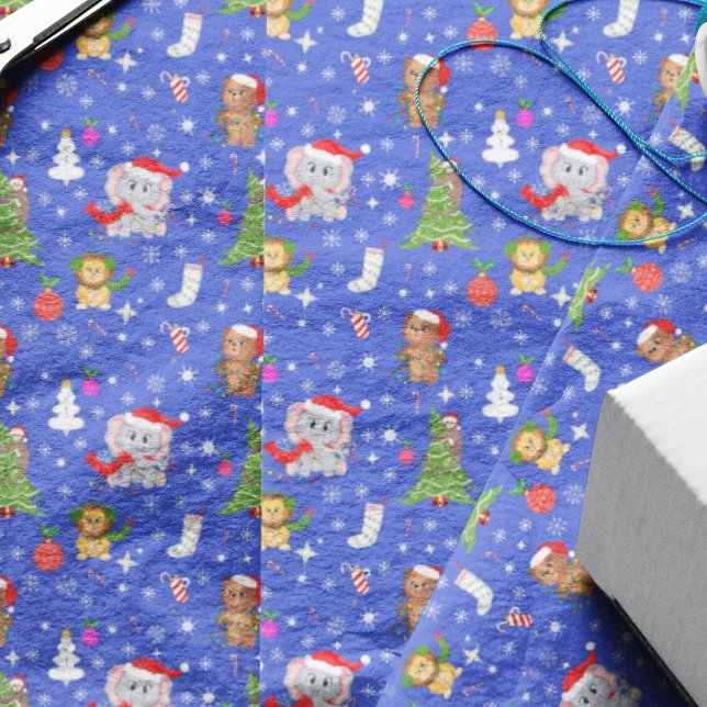 Papel De Seda Zoológico de Natal em Azul-Céu (Criador carregado)