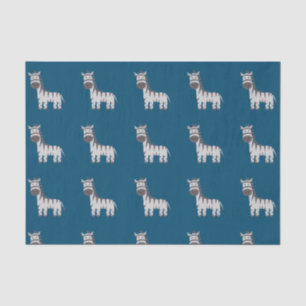 Papel De Seda Zoológico de Zebra Cura Azul Branco Negro