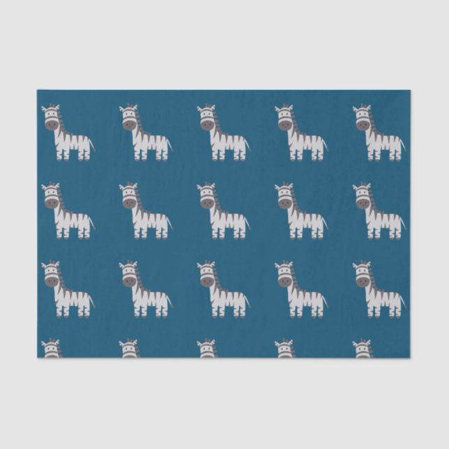 Papel De Seda Zoológico de Zebra Cura Azul Branco Negro (Frente )
