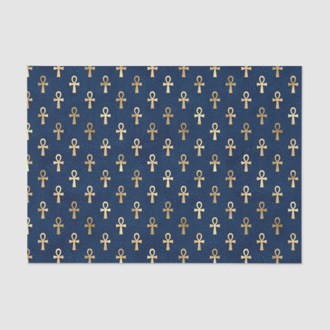 Papel de Tecido Ankh no Egito Azul | Empachamento  (Frente )
