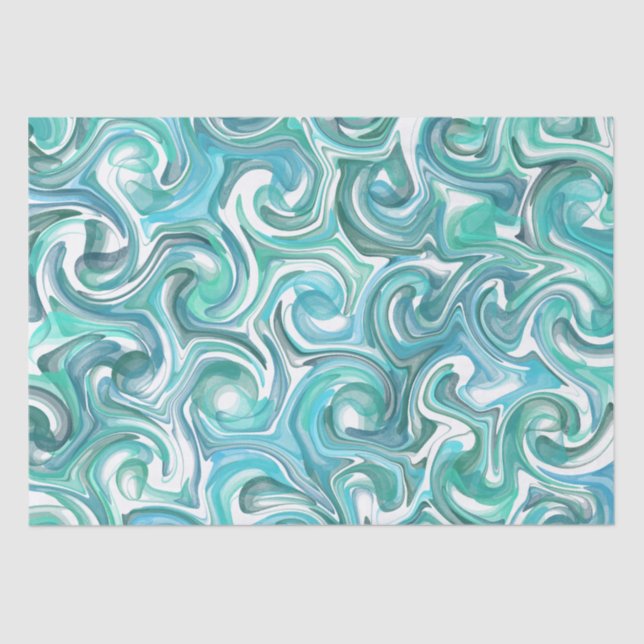 Papel de Tecido Aqua Swirl (Frente )