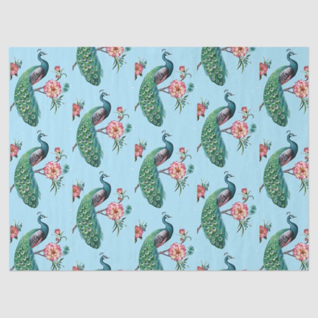 Papel de Tecido Azul Design 4 da Série Peacock (Frente )