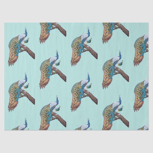 Papel de Tecido Azul Design 9 da Série Peacock (Frente )