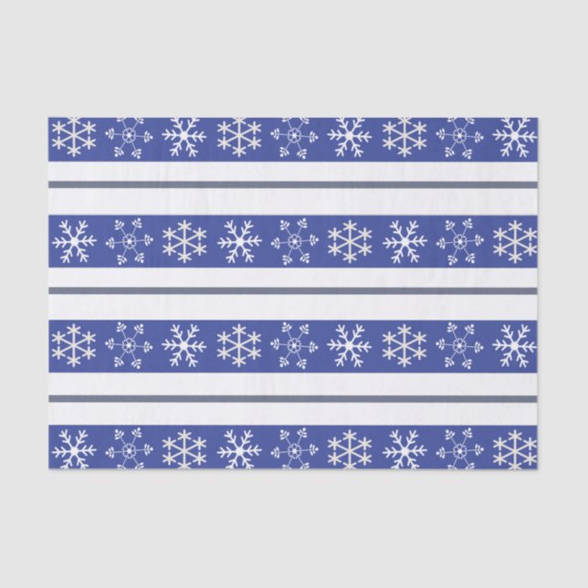 Papel de Tecido Azul e Branco em Floco de Neve (Frente )