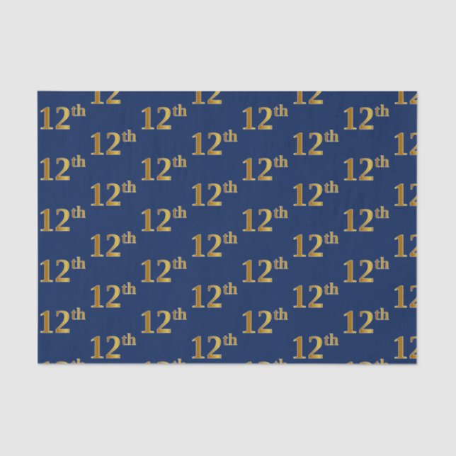 Papel de Tecido Azul, Faux Dourado 12 (12.º) (Frente )