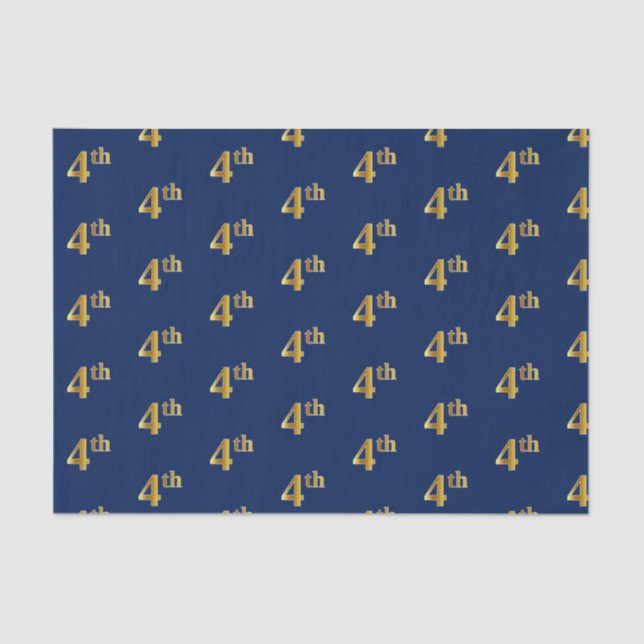 Papel de Tecido Azul, Faux Dourado 4º (4º) (Frente )