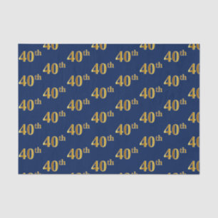 Papel de Tecido Azul, Faux Dourado 40º (quadragési