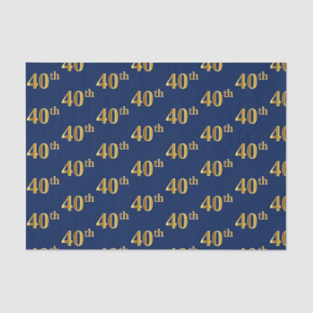 Papel de Tecido Azul, Faux Dourado 40º (quadragési (Frente )