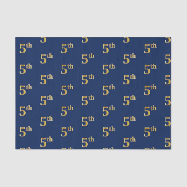 Papel de Tecido Azul, Faux Dourado 5 (Quinta) (Frente )