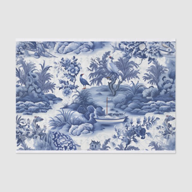 Papel de Tecido Blue Willow Decoupage de 10 lb, Br (Frente )