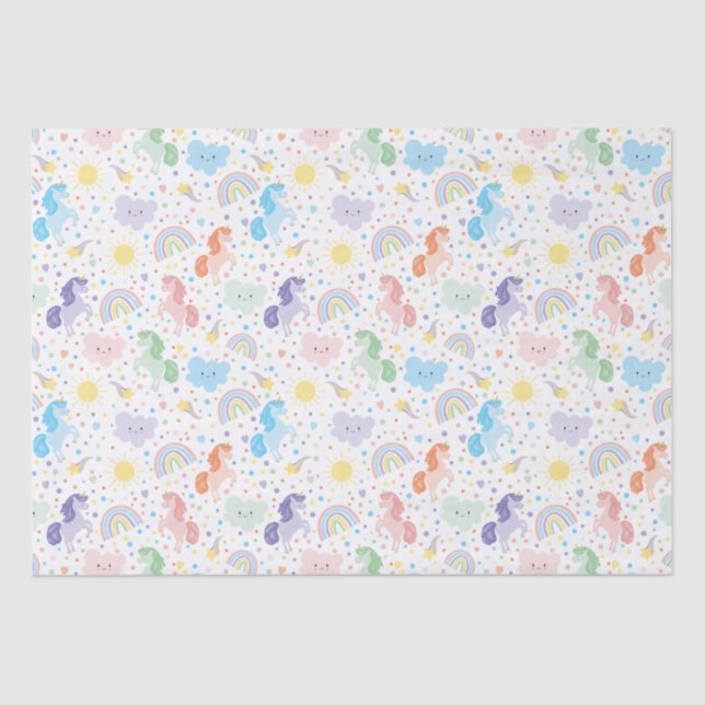 Papel de Tecido Bonito Personalizado dos Unicórnio (Frente )