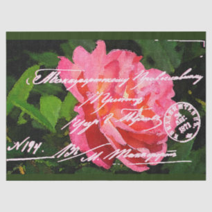 Papel de Tecido com Cartão-Postal Floral Elegante