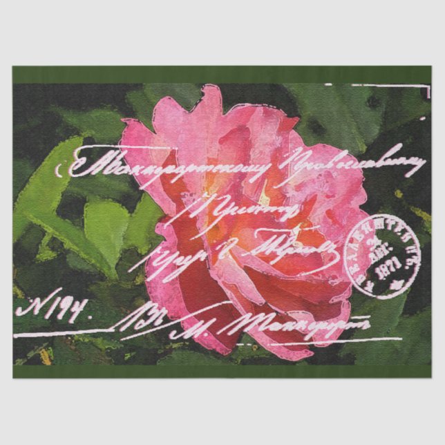 Papel de Tecido com Cartão-Postal Floral Elegante (Frente )