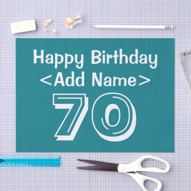 Papel de Tecido de Aniversário Personalizado de 70 (Arte )
