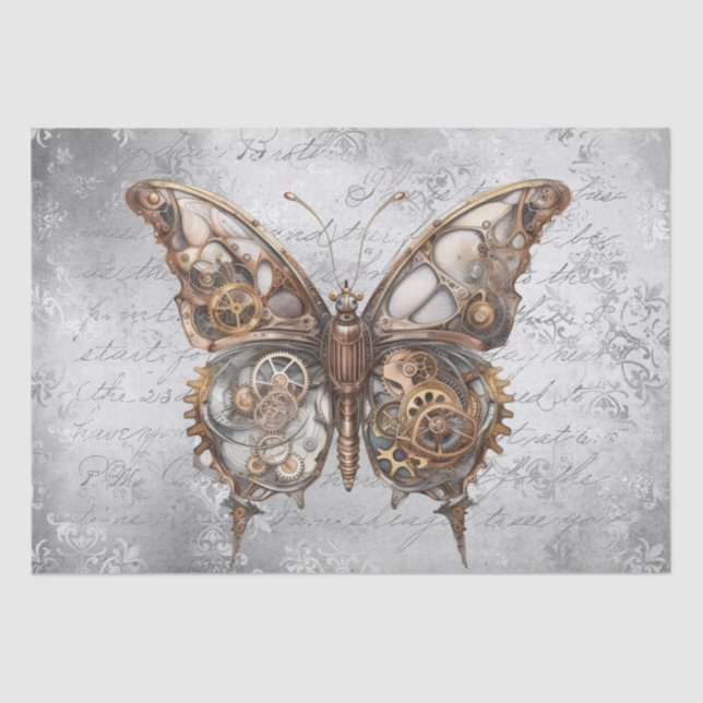 Papel de Tecido de Borboleta Steampunk (Frente )