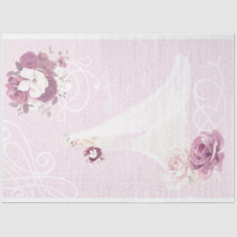 Papel de Tecido de Casamento de Noiva Floral, Cor-