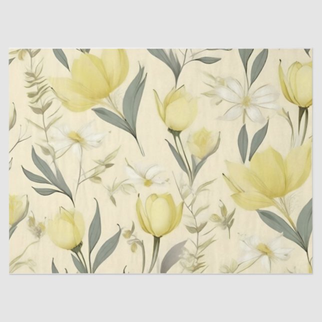 Papel de Tecido de Casamento de Rosas Amarelas (Frente )