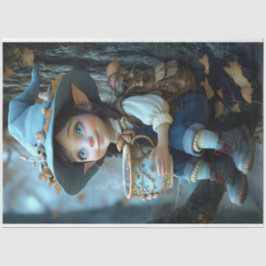 Papel de Tecido de Chapéu Azul Pixie