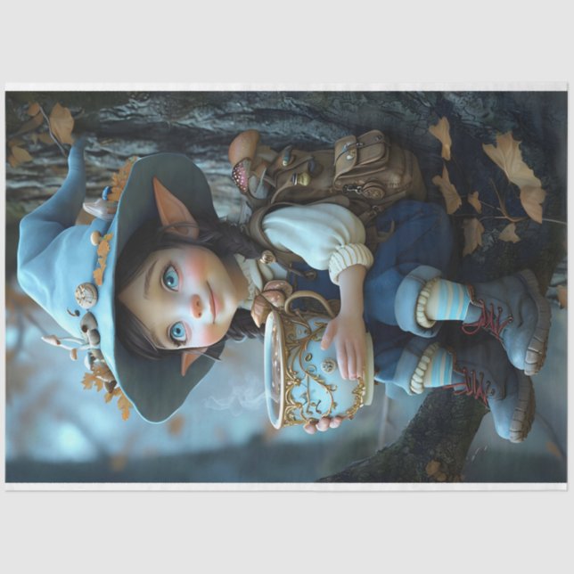 Papel de Tecido de Chapéu Azul Pixie (Frente )