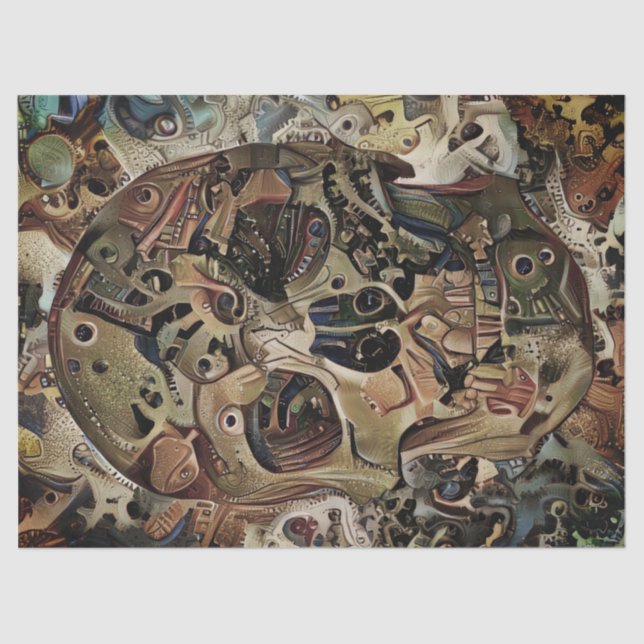 Papel de Tecido de Decopagação do Caveira Steampun (Frente )