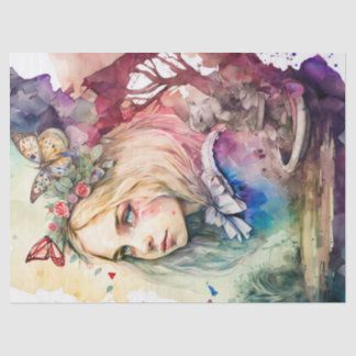 Papel de Tecido de Decoupage Alice de Aquarela