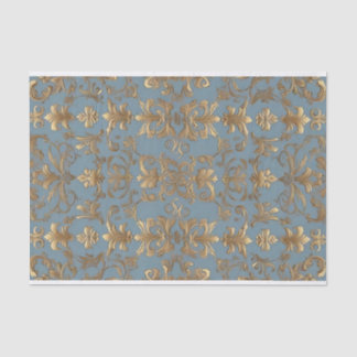 Papel de Tecido de Decoupage Azul-Pálido e Dourado