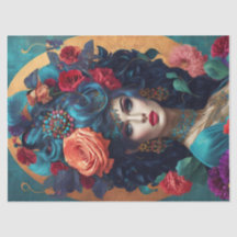 Papel de Tecido de Decoupage Crowado Floral