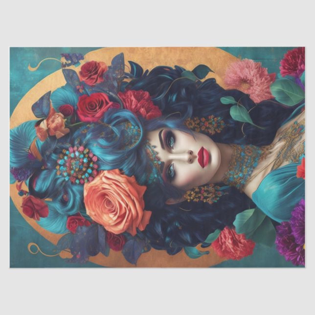 Papel de Tecido de Decoupage Crowado Floral (Frente )