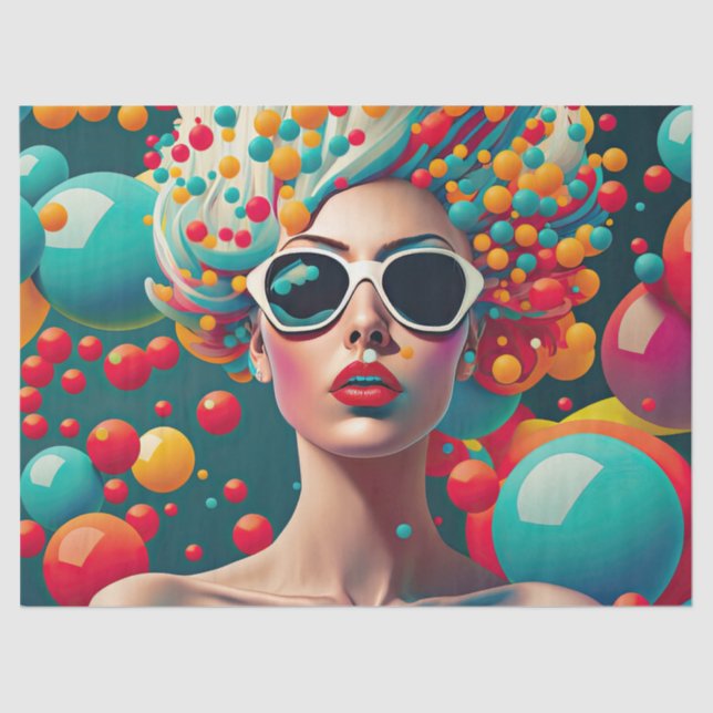 Papel de Tecido de Decoupage de Arte Pop (Frente )