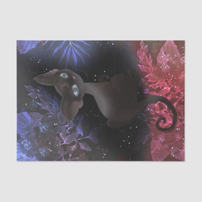 Papel de Tecido de Decoupage de Halloween de Gato  (Frente )