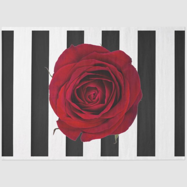 Papel de Tecido de Decoupage de Rosa vermelha 3D (Frente )