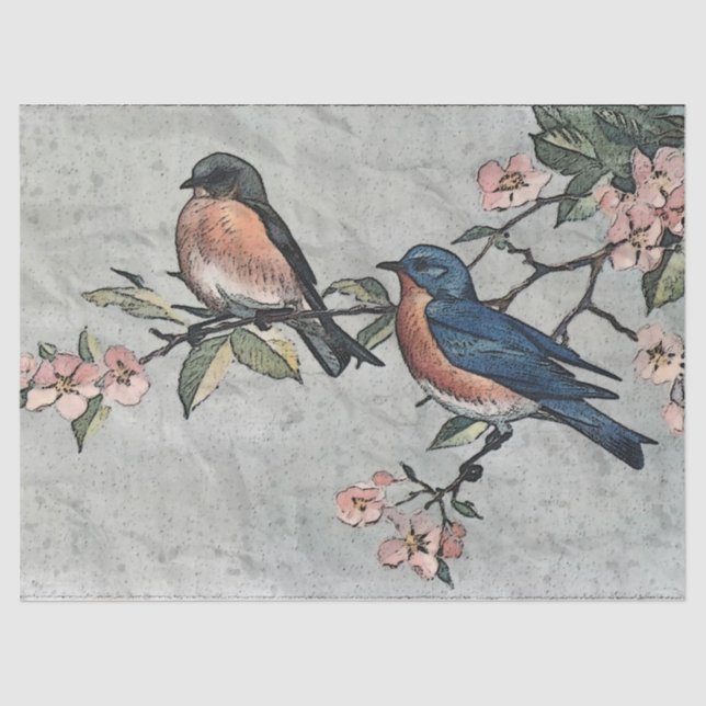 Papel de Tecido de Decoupage do Bluebird Oriental (Frente )