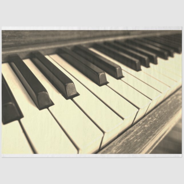 Papel de Tecido de Decoupage do Teclado Piano (Frente )