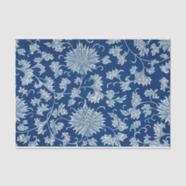 Papel de Tecido de Decoupage Floral Chinês Azul