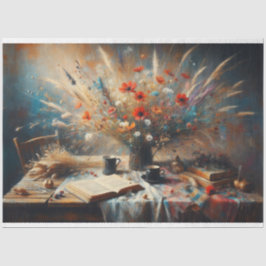 Papel de Tecido de Decoupage Floral de Vintage Flo