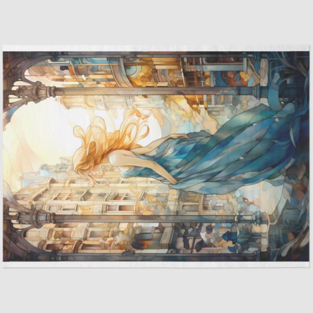 Papel de Tecido de Decoupage Inspirado em Vidro Es (Frente )