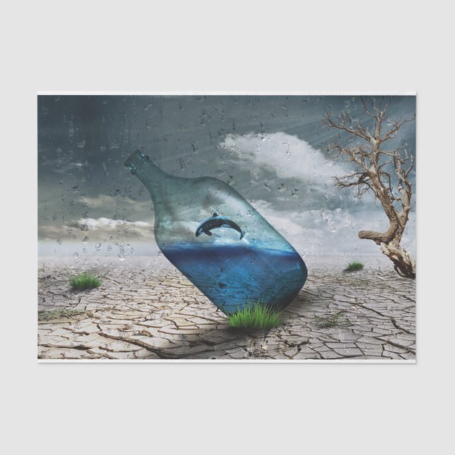 Papel de Tecido de Decoupage no Deserto do Golfinh (Frente )