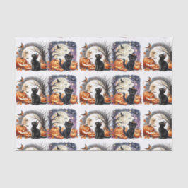 Papel de Tecido de Decoupage Preto de Gato Vintage