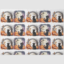 Papel de Tecido de Decoupage Preto de Gato Vintage