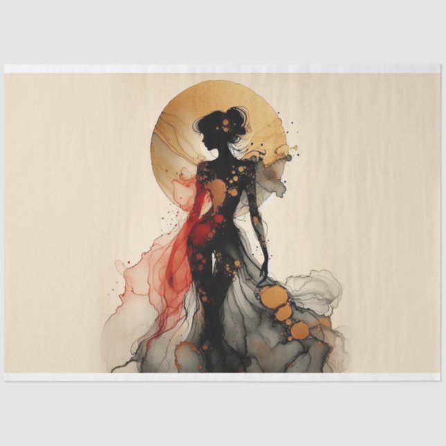 Papel de Tecido de Descamação - Figura Vermelho Pr (Frente )