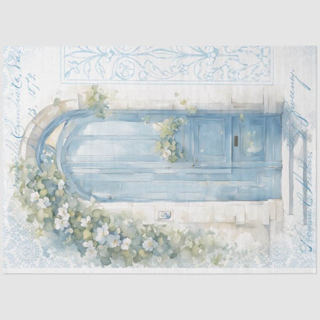 Papel de Tecido de Desentupir Porta Floral Azul (Frente )