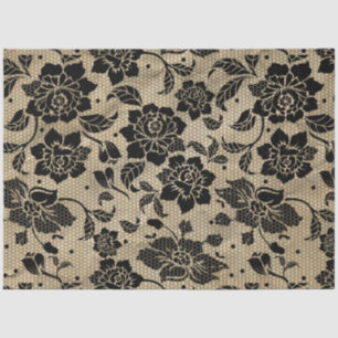 Papel de Tecido de Desvinculação do Lace Preto Vin