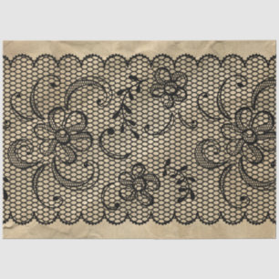 Papel de Tecido de Desvinculação do Lace Preto Vin