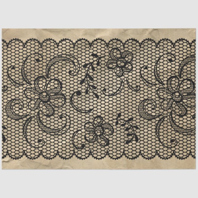 Papel de Tecido de Desvinculação do Lace Preto Vin (Frente )