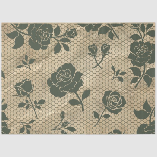 Papel de Tecido de Desvinculação do Lace Preto Vin (Frente )