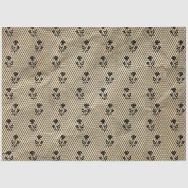 Papel de Tecido de Desvinculação do Lace Preto Vin (Frente )