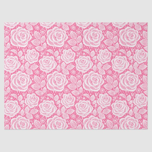 Papel de tecido de embrulho branco rosa-rosa a que (Frente )