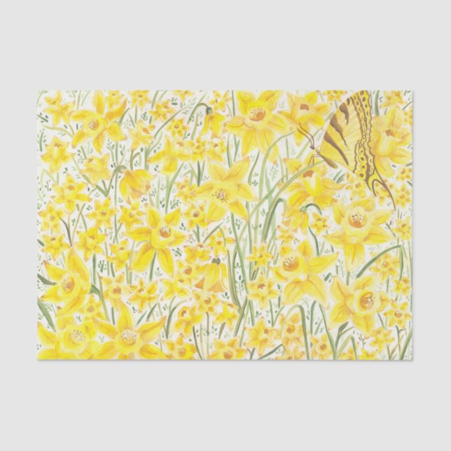 Papel de Tecido de Flor Amarelo Daffodil (Frente )