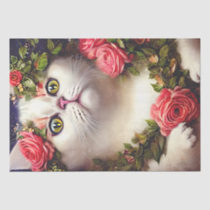 Papel De Tecido De Gato Floral Vintage Para Decoup