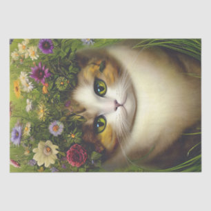 Papel De Tecido De Gato Floral Vintage Para Decoup